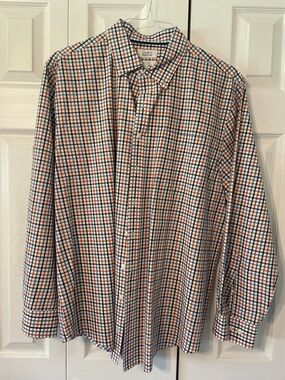 croft & barrow Orange and Blue Plaid Long-Sleeve Button-Down Shirt